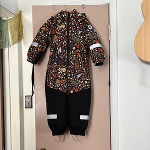 Reima Kids Floral Black and Orange Snowsuit Ski suit winter Girls  Size 104/4T